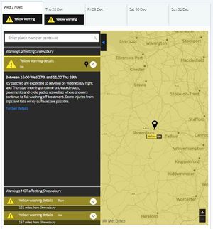 The Met Office warning for ice covers Shropshire and Mid Wales