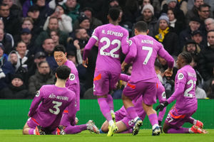 Wolves' Hwang Hee-Chan celebrates with team-mates after scoring