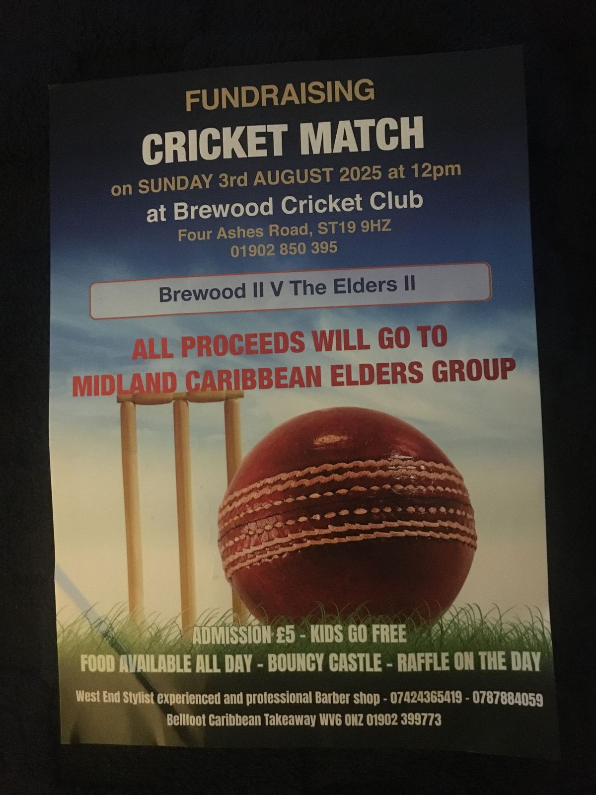 Cricket match fundraiser: Brewood II v The Elders II