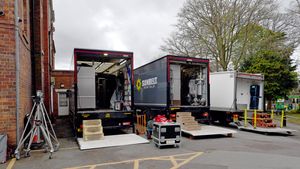 DUDLEY COPYRIGHT NATIONAL WORLD TIM THURSFIELD -14/04/25Filming crew at the former police station at Mary Stevens Park, Stourbridge, for Channel 5's Murder Before Evensong drama.