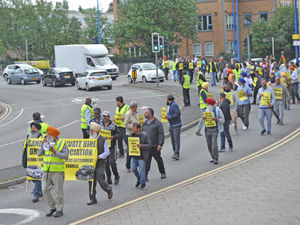 Supporting image for story: Protesting Sandwell taxi drivers bring roads to a standstill