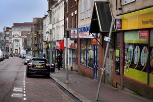 High Street, Dudley, which was the scene of a stabbing.