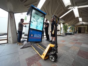 Supporting image for story: Banksy’s Piranhas artwork moved into storage ahead of London Museum display