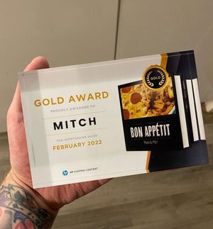 An award for being the highest selling cookbook in February this year Photo: Instagram @mealsbymitchofficial