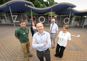Five members of the Grove family who have worked at Dudley Zoo: director Derek Grove, front, and left-right, son Sam, daughter Cerys, father David and wife Lynne