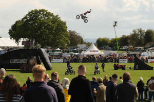 The team from the Bolddog FMX motorbike team entertained the crowds at Kington Show on Saturday. Image by Andy Compton