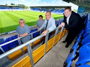 Supporting image for story: Shrewsbury Town begin installation of safe standing at Montgomery Waters Meadow - with video