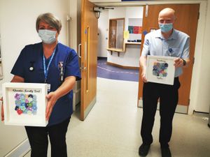Supporting image for story: Custom-made forget-me-not frames decorating wards at Shropshire hospital