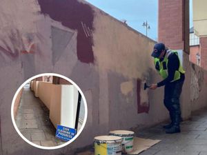 Supporting image for story: Shrewsbury's 'sign guy' transforms graffiti-plagued wall in latest clean-up mission