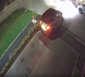 CCTV shows the thief making off with the car
