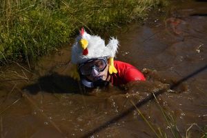 This entrant, dressed as a chicken, seemed to finding it a bit of a challenge.