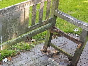 Supporting image for story: Vandals destroy commemorative bench
