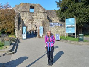 Julie Ridgway was in Ludlow as part of a walk from Wrexham to Cardiff. Picture: LDRS