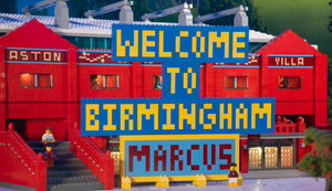 The full display welcomes Marcus Rashford to Villa Park in Lego form