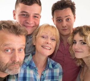 Hugh with his Outnumbered family