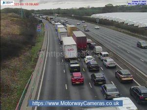 Traffic near Junction 14 for Stafford. Photo: motorwaycameras