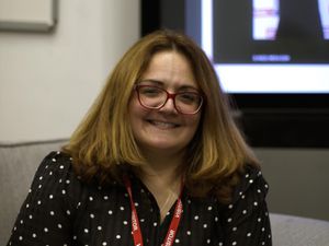 Justine Halifax, CEO of Angel Media, is pictured delivering a media talk at Lichfield campus of South Staffordshire College