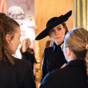 The Princess of Wales speaks to Grace and Aimee. Picture: National Memorial Arboretum