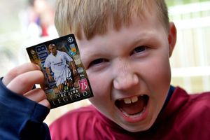 Callum Hardy with his signed football card 
