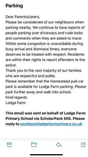 One of the emails that the school sent to parents. 