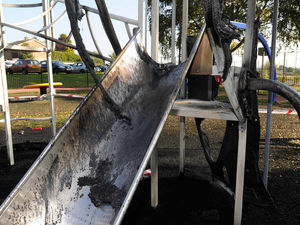 Supporting image for story: IN PICTURES:  Yobs ruin brand new playground in Cannock arson
