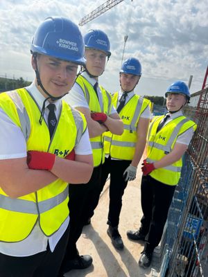 Year 11 students from Burton Borough School on their visit to the Telford construction site.