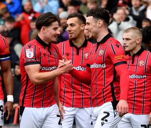 Connor Barrett celebrates Walsall's opening goal.