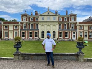 Arbinder outside Hawkstone Hall