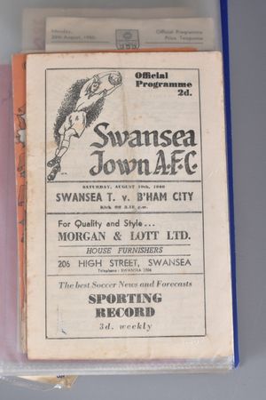 A rare Swansea Town AFC programme was part of the collection.
