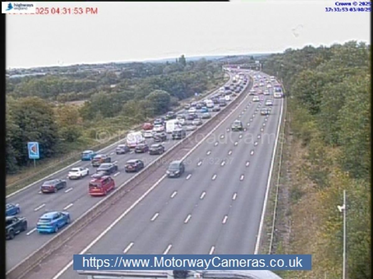 Lane closed on M6 traffic after accident reported between Cannock and Stafford