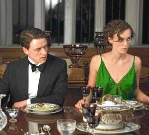 Keira Knightley and James McAvoy at Stokesay Court, filming Atonement