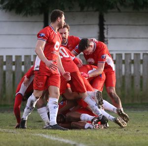 Chasetown celebrate their goal. Credit: Dave Birt