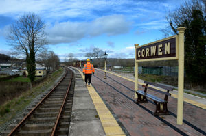 The empty platform at Corwen station