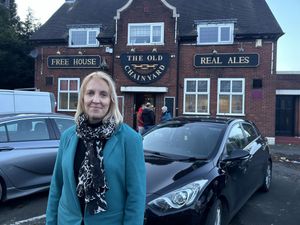 Antonia Bance MP outside the Old Chainyard Pub in Coseley. 