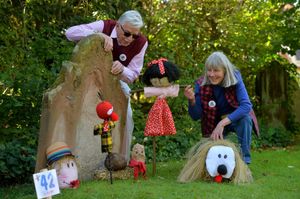 Organiser Mike Coope pictured admiring the craftsmanship of Chrissie Ringrose