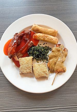 Chicken skewers with satay sauce were the highlight of the starters