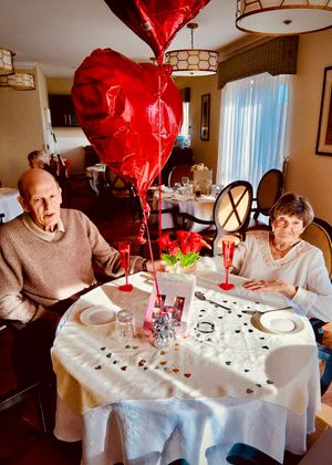 Judith and Keith celebrate Valentine's Day at Broadway Halls care home in Dudley