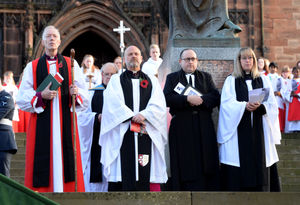 The service taking place outside St Peter's Collegiate Church overlooking the civic square