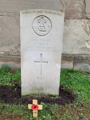 Samuel Teece's grave at St Leonard's Church, Malinslee