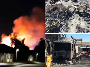Supporting image for story: 27,000 pallets burn as Telford industrial estate fire spreads to nursery next door