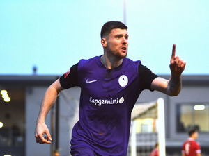 Matthew Stenson of AFC Telford United scores to make it 2-1.