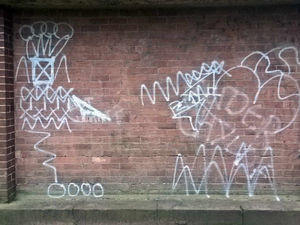 Supporting image for story: Wem toilet block daubed in graffiti