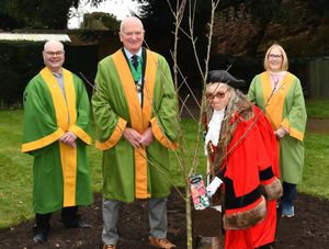 Supporting image for story: Bridgnorth mayor plants tree in memory of The Queen