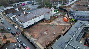 Several buildings on Market Street and Limes Walk have been demolished to make way for a new square and community space, which will eventually connect the theatre to the rest of the town