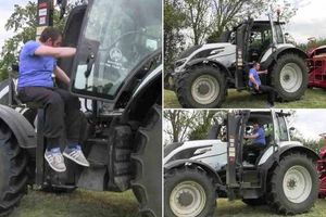 Matt Evans demonstrates the tractor chairlift