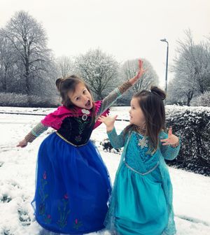 Do you want to build a snowman? Ice queens Ruby and Bonnie in Priorslee, Telford. Pic: Hannah Powell