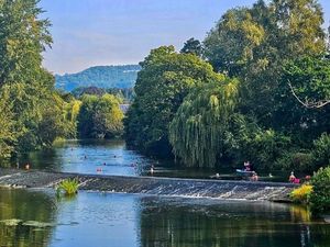 Swimmers in the Severn at The Linney, Ludlow