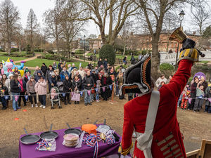 Supporting image for story: Stafford Pancake Race: 37 pictures capture locals having a 'flipping good time' in fancy dress as Shrove Tuesday returned to Victoria Park for 2026
