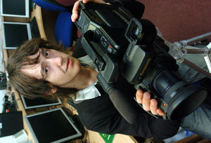 Rob Savage, then a Shrewsbury sixth-form student, with the camera he used to win the award for his short film 10 years ago