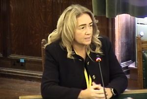 Sarah Wilkes, who will be the new director of finance for Staffordshire Commissioner Ben Adams. Image from Staffordshire County Council webcast. 